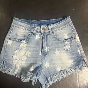 Star-Patterned Denim Women Shorts Size Small